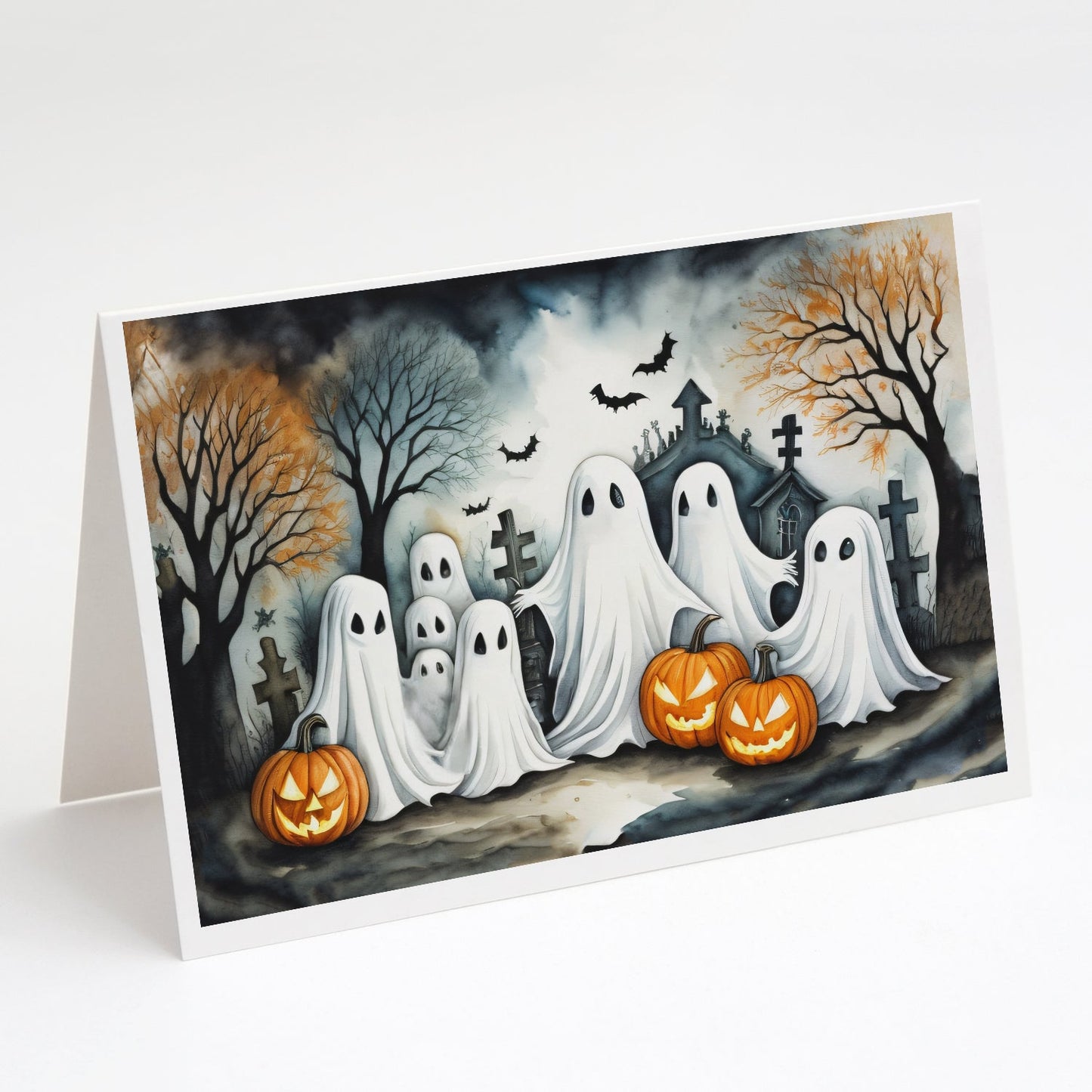 Ghosts Spooky Halloween Greeting Cards Pack of 8-0