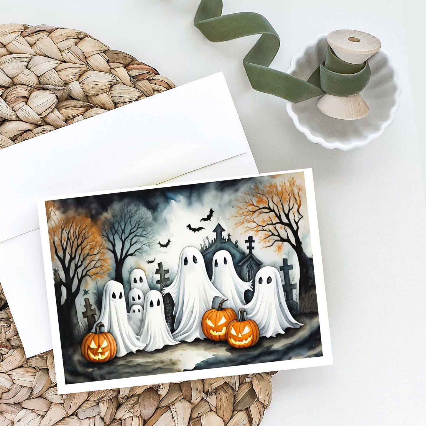 Ghosts Spooky Halloween Greeting Cards Pack of 8-1