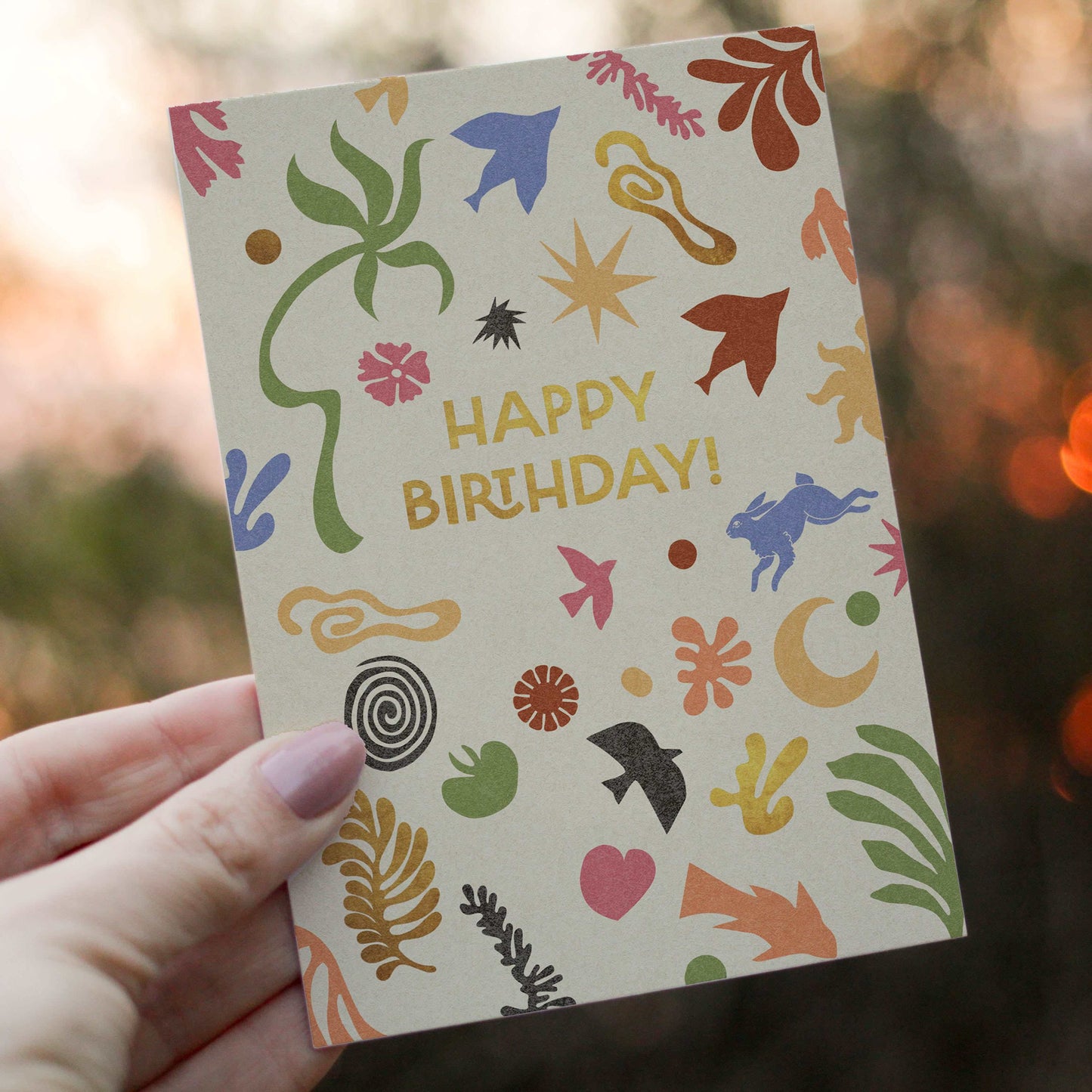 Happy Birthday Matisse Inspired Birthday Card with Kraft (brown) envelope-0