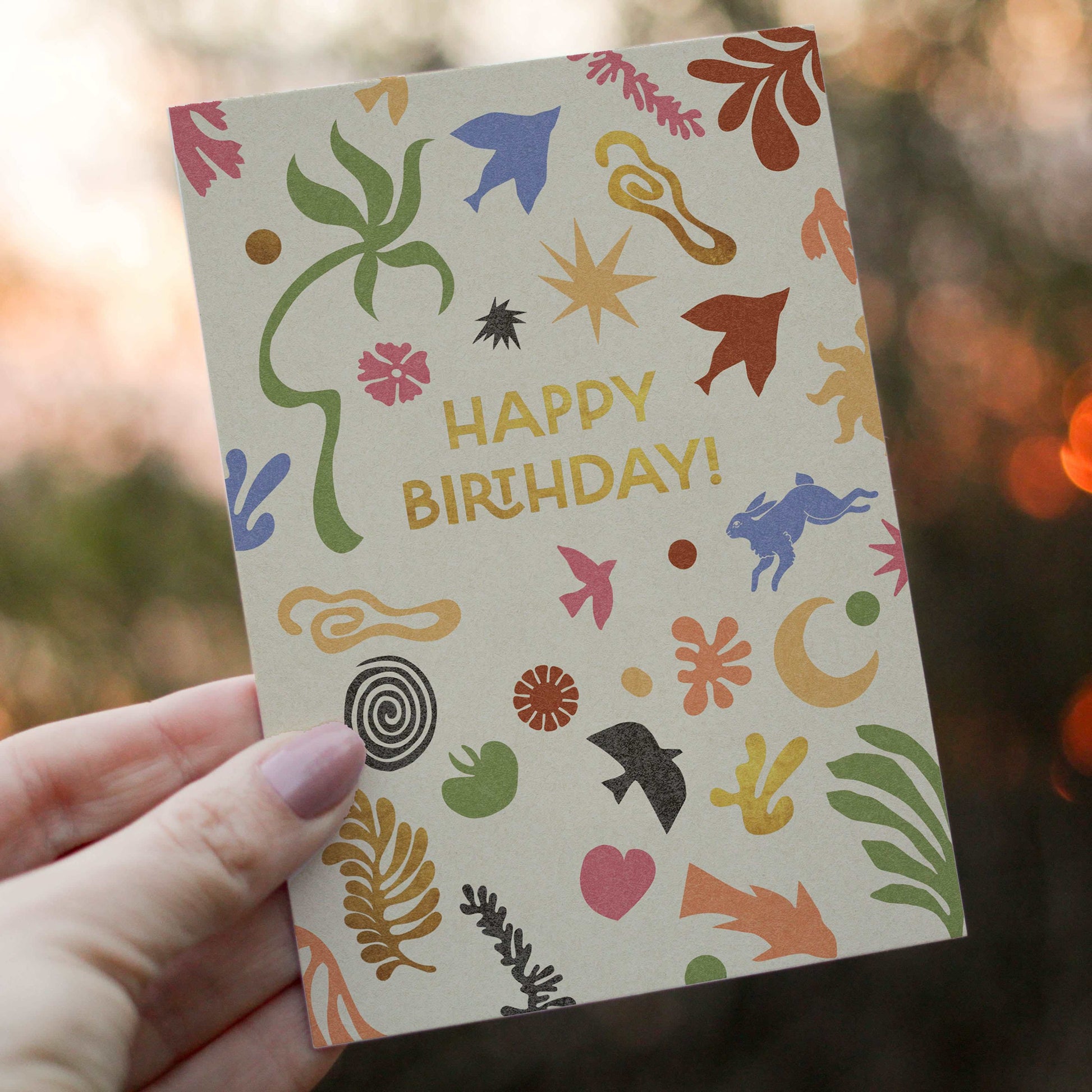 Happy Birthday Matisse Inspired Birthday Card with Kraft (brown) envelope-0