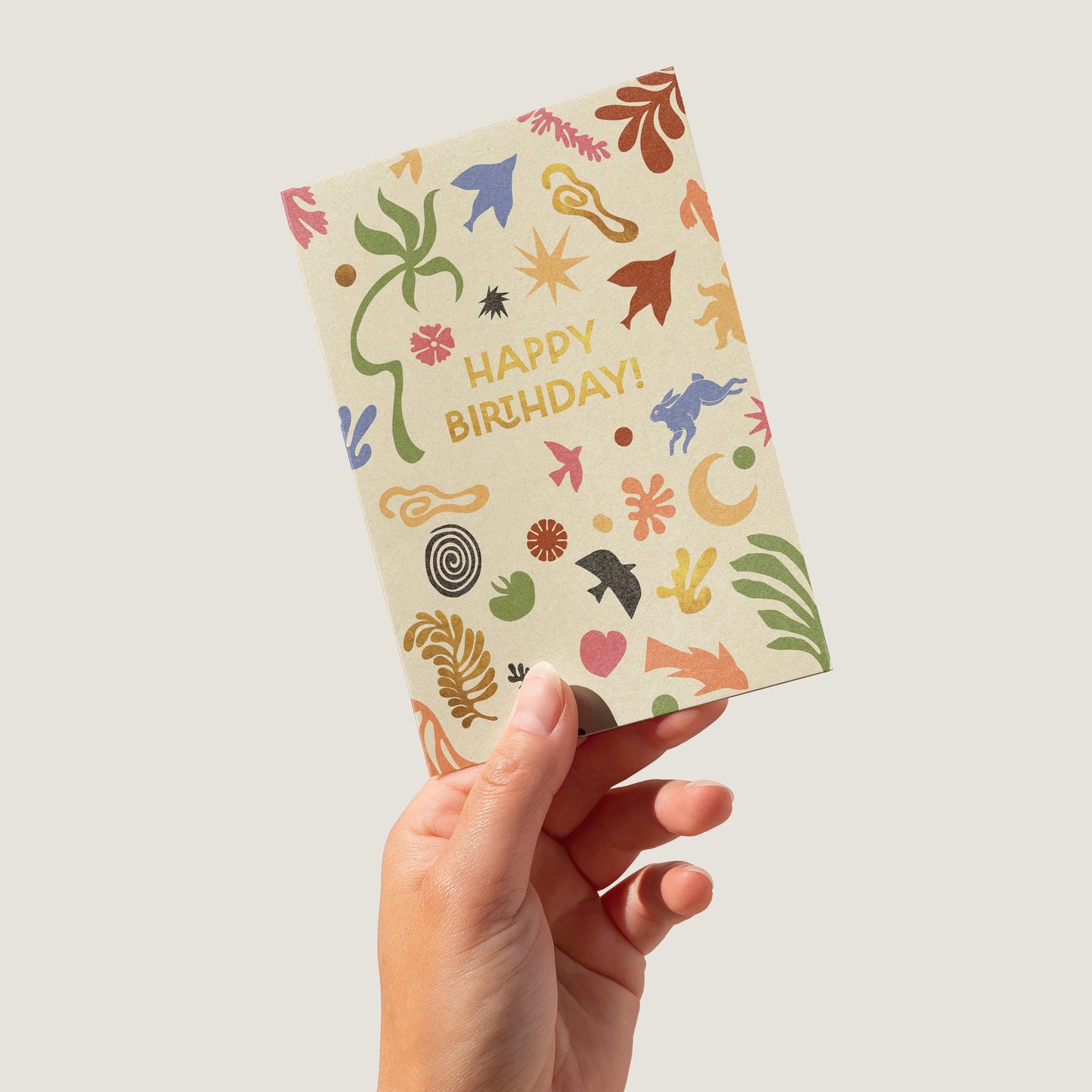 Happy Birthday Matisse Inspired Birthday Card with Kraft (brown) envelope-1