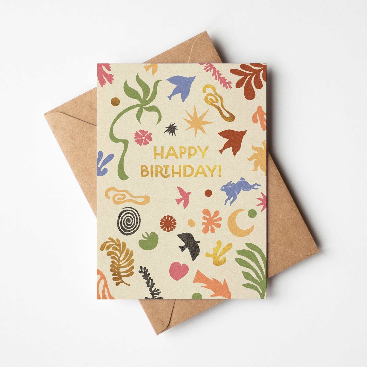 Happy Birthday Matisse Inspired Birthday Card with Kraft (brown) envelope-2