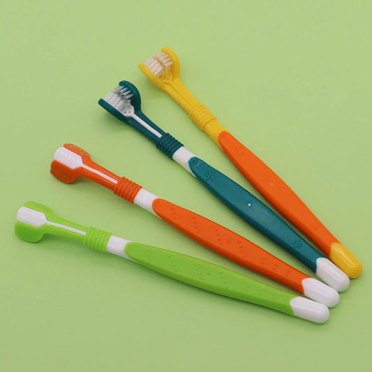 3-Sided Pet Toothbrush Dog Plastic Toothbrush Removing Bad Breath Tartar Cleaning Mouth Pet Dental Care Cat Cleaning Mouth