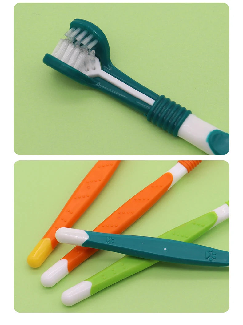 3-Sided Pet Toothbrush Dog Plastic Toothbrush Removing Bad Breath Tartar Cleaning Mouth Pet Dental Care Cat Cleaning Mouth