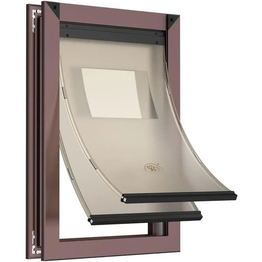 Aluminum Extra Large Dog Door with Sliding Lock Panels and 2 Magnetic Flaps for Indoor Outdoor Use Adjustable Tunnel Design Sui