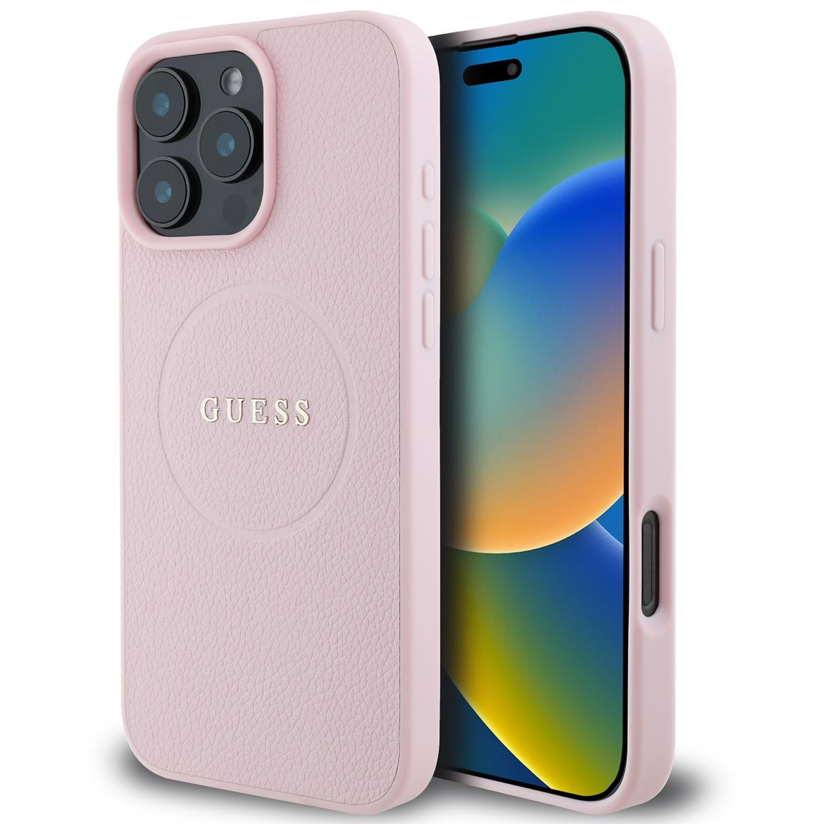 Guess PU Grained Classic Logo iPhone 16 Pro MagSafe rózsaszín tok (GUHMP16LPGHSMMP)-0